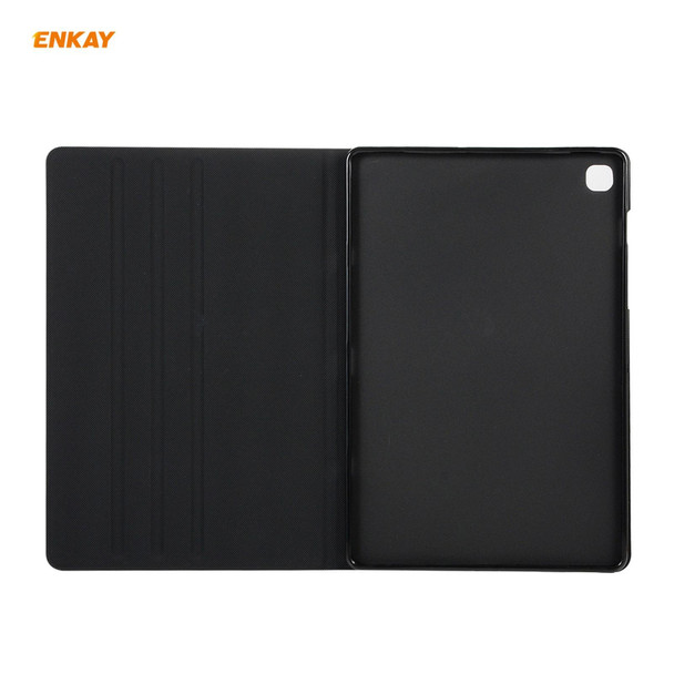 For Samsung Galaxy Tab A7 10.4 T500 / T505 2020 / 2022 ENKAY Coarse Cloth Pattern PU Leatherette + TPU Smart Case with Holder & Sleep / Wake-up Function(Black)