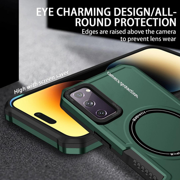 For Samsung Galaxy S20 FE MagSafe Shockproof Armor Phone Case(Dark Green)