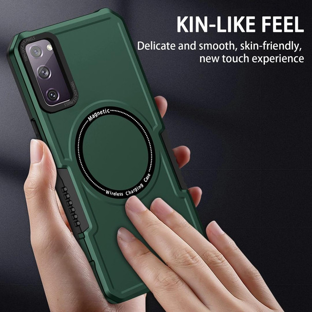For Samsung Galaxy S20 FE MagSafe Shockproof Armor Phone Case(Dark Green)