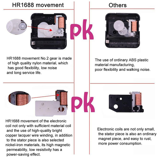 2 PCS HR1688 Quartz Clock Mechanism Movement,Spec: 31mm/ 24mm