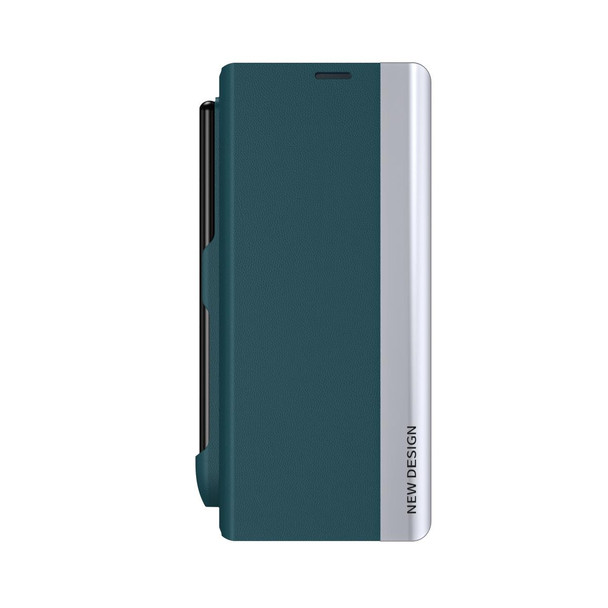 For Samsung Galaxy Z Fold3 5G Shockproof Full Coverage Leatherette Phone Case with Pen Slot(Green)
