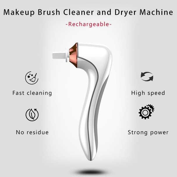 Electric Scrubber Make-Up Brush Cleaning Machine Automatic Dryer USB Rechargeable Make-Up Brush Cleaner(White)