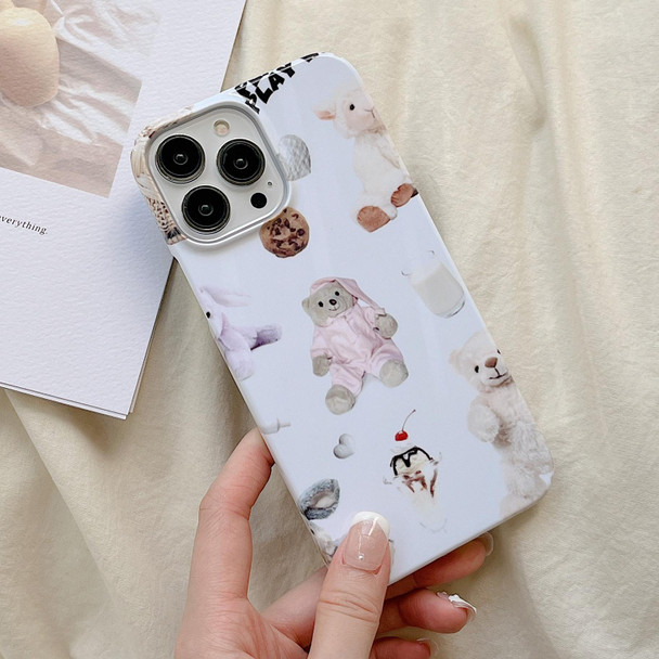 For iPhone 12 Pro Max Cartoon Film Craft Hard PC Phone Case(Stuffed Bear)