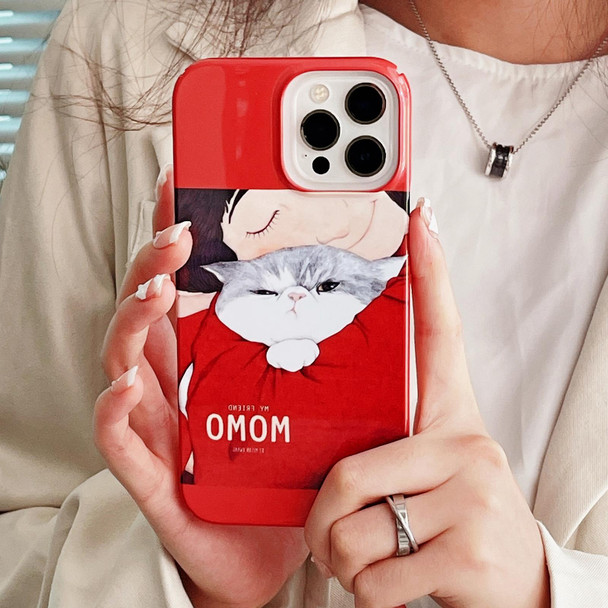 For iPhone 14 Cartoon Film Craft Hard PC Phone Case(Cat)