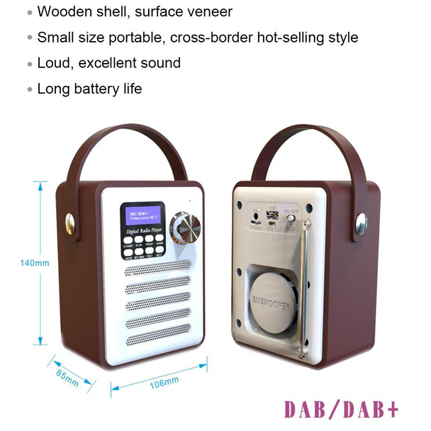 DAB-H6 Portable Multifunctional DAB Digital Radio, Support Bluetooth, TF Card, U Disk, MP3