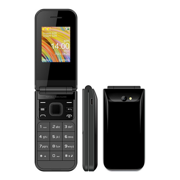 UNIWA F2720 Flip Phone, 1.77 inch, SC6531E, Support Bluetooth, FM, GSM, Dual SIM(Black)