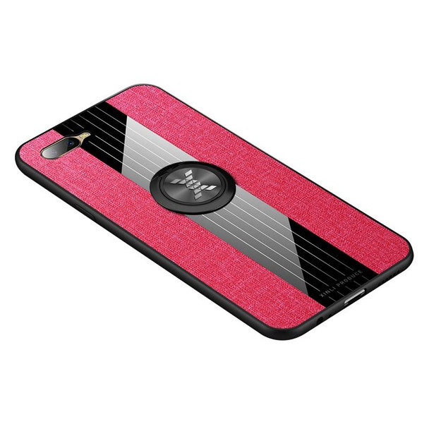 For OPPO K1 / R15X XINLI Stitching Cloth Textue Shockproof TPU Protective Case with Ring Holder(Red)