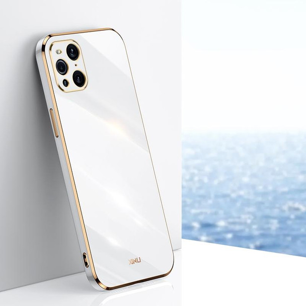 For OPPO Find X3 Pro XINLI Straight 6D Plating Gold Edge TPU Shockproof Case(White)