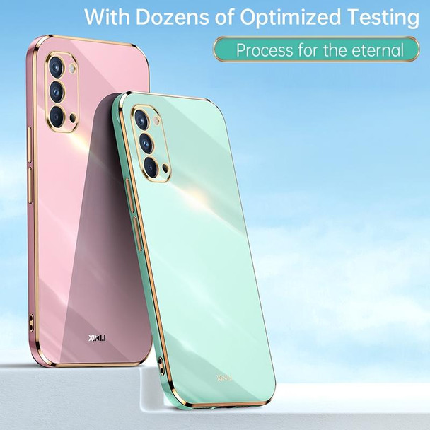 For OPPO Reno4 XINLI Straight 6D Plating Gold Edge TPU Shockproof Case(Cherry Purple)