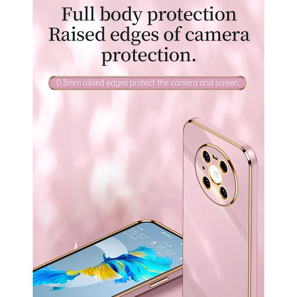 For Huawei Mate 40 Pro XINLI Straight 6D Plating Gold Edge TPU Shockproof Case with Ring Holder(Pink)