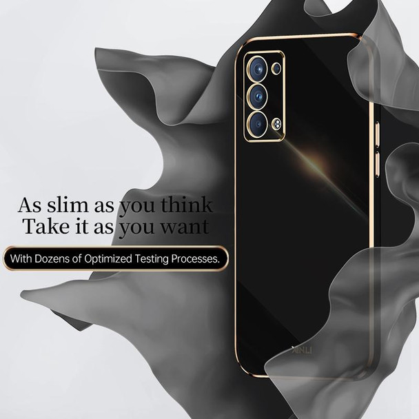 For OPPO Reno6 Pro+ 5G XINLI Straight 6D Plating Gold Edge TPU Shockproof Case(Black)