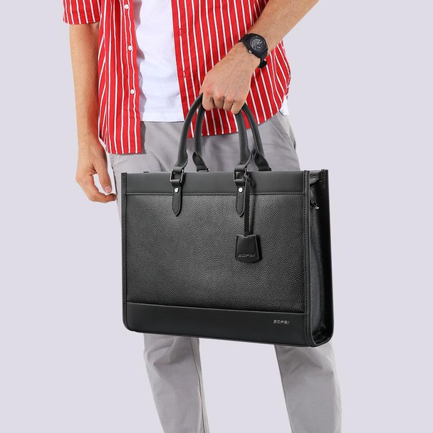 Bopai 11-98811 Leatherette Business Large-capacity Laptop Handbag Messenger Briefcase(Black)