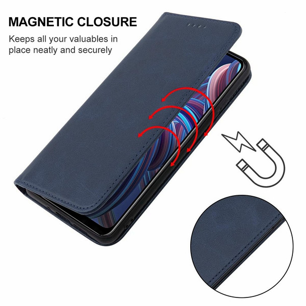 For ZTE Blade A72 2022 Magnetic Closure Leather Phone Case(Blue)
