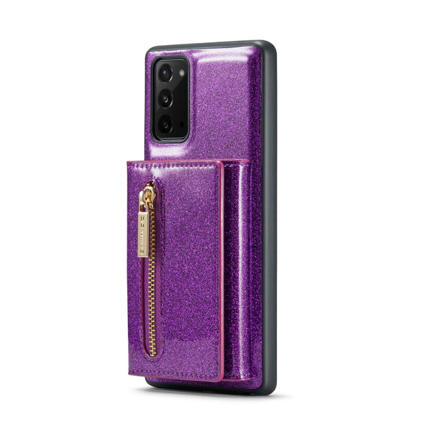 For Samsung Galaxy Note20 DG.MING M3 Series Glitter Powder Card Bag Leatherette Case(Dark Purple)