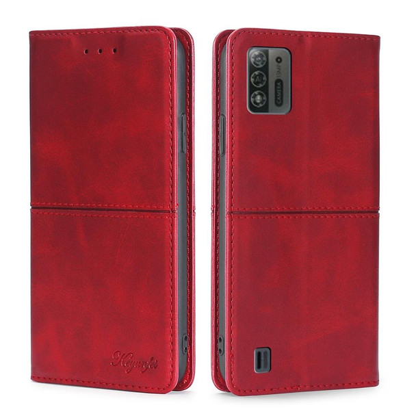 For ZTE Blade A52 Lite Cow Texture Magnetic Leather Phone Case(Red)