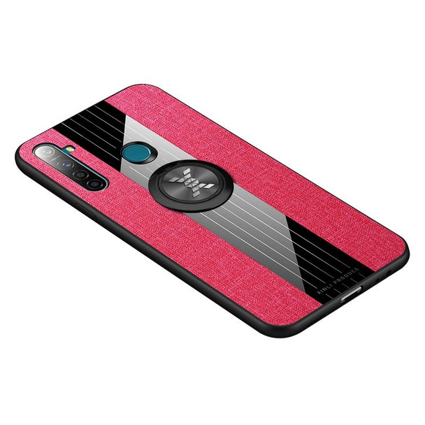 For OPPO Realme Q XINLI Stitching Cloth Textue Shockproof TPU Protective Case with Ring Holder(Red)