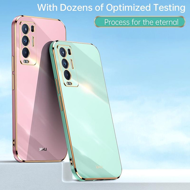 For OPPO Reno5 Pro+ XINLI Straight 6D Plating Gold Edge TPU Shockproof Case(Celestial Blue)