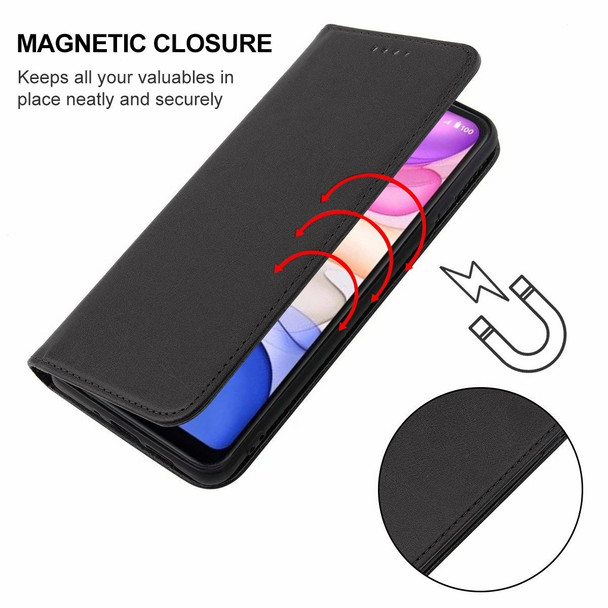 For Infinix Itel A48/L6006 Magnetic Closure Leatherette Phone Case(Black)