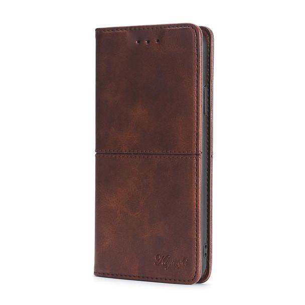 For ZTE Blade A52 Lite Cow Texture Magnetic Leather Phone Case(Dark Brown)