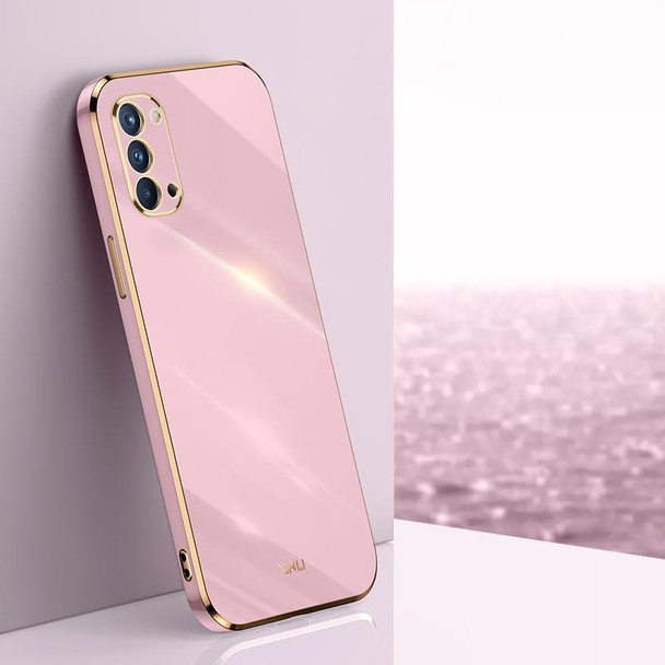 For OPPO Reno4 Pro XINLI Straight 6D Plating Gold Edge TPU Shockproof Case(Cherry Purple)