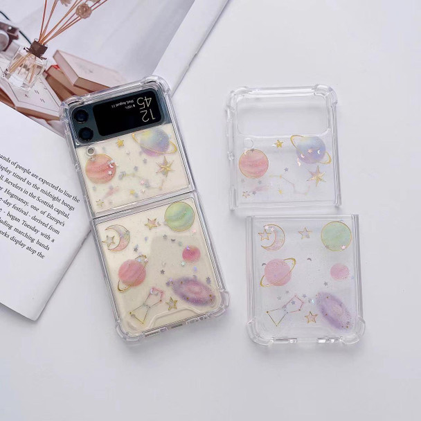 For Samsung Galaxy Z Flip4 Cosmic Star Glitter Epoxy TPU Phone Case(Transparency)