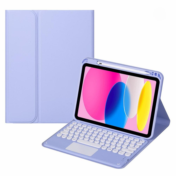 For iPad 10th Gen 10.9 2022 SA-10C Bluetooth Touch Keyboard Leatherette Tablet Case with Pen Slot(Purple)