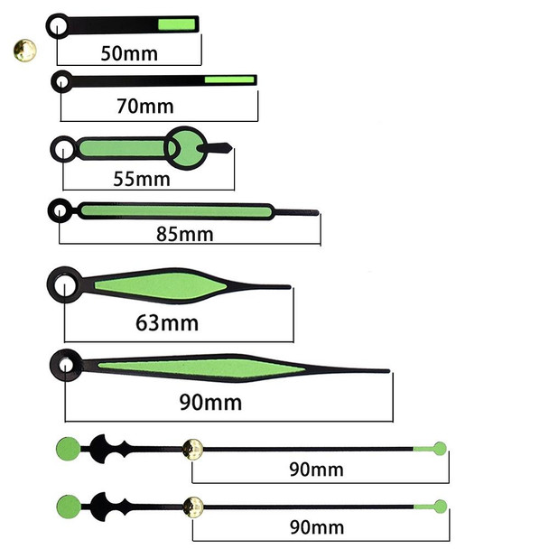 5 Sets Shaft Length 18.5mm Quartz Clock Silent Movement + Luminous Hands DIY Kit,Spec: Movement+3 Sets Needles