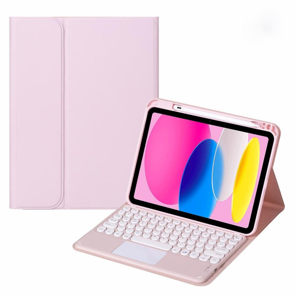 For iPad 10th Gen 10.9 2022 SA-10C Bluetooth Touch Keyboard Leatherette Tablet Case with Pen Slot(Pink)