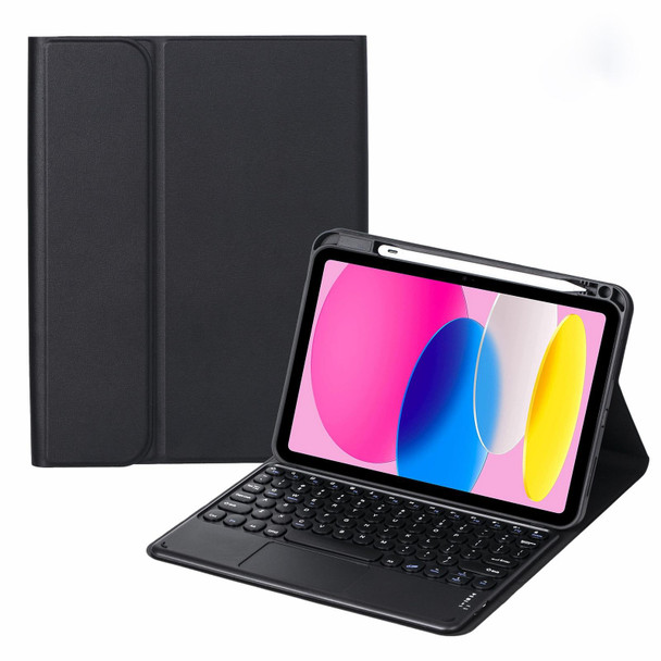 For iPad 10th Gen 10.9 2022 SA-10C Bluetooth Touch Keyboard Leatherette Tablet Case with Pen Slot(Black)