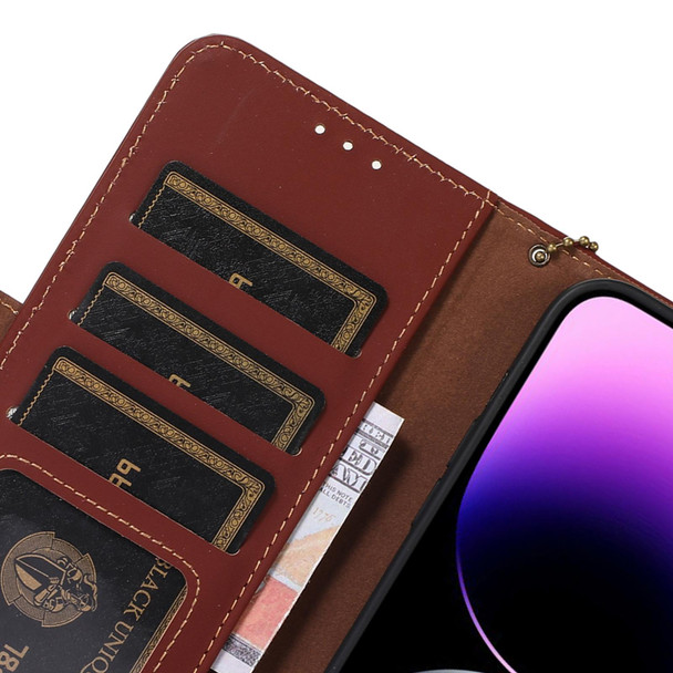 For Samsung Galaxy S22 5G Genuine Leatherette Magnetic RFID Leatherette Phone Case(Coffee)