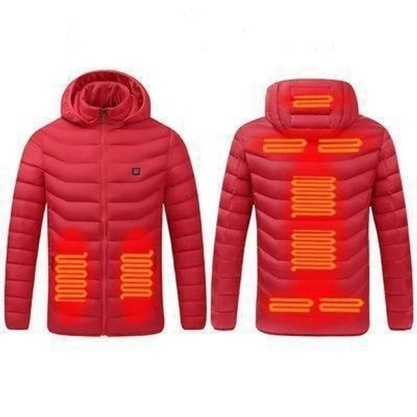 9 Zone Red USB Winter Electric Heated Jacket Warm Thermal Jacket, Size: M