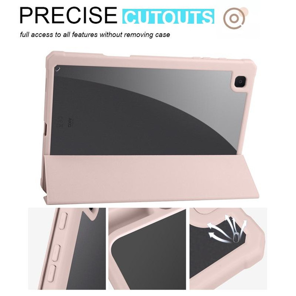 For Samsung Galaxy Tab S6 Lite 2020/2022 Acrylic 3-folding Smart Leatherette Tablet Case(Pink)