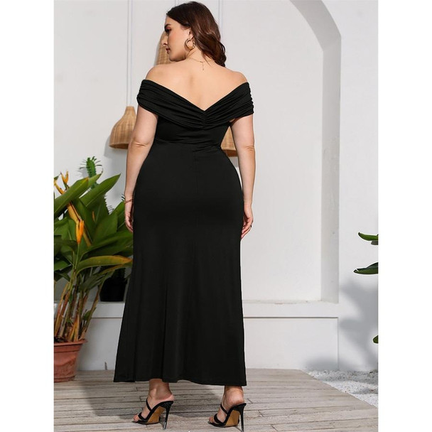 Plus Size High Waist Split Sexy Long Evening Dress (Color:Black Size:XXL)