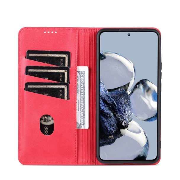 For Xiaomi 12T / 12T Pro / Redmi K50 Ultra AZNS Magnetic Calf Texture Flip Leather Phone Case(Red)