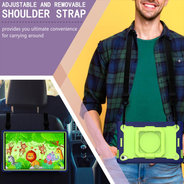 For Lenovo Tab M10 HD 2nd Gen Silicone + PC Bracelet Holder Tablet Case(Navy Blue + Yellow Green)