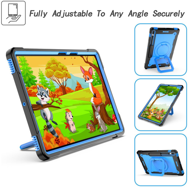 For Samsung Galaxy Tab S7+ / S8+ / S7 FE Silicone + PC Bracelet Holder Tablet Case(Black + Blue)