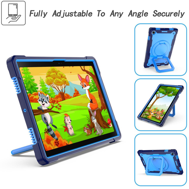 For Samsung Galaxy Tab A8 10.5 2021 Silicone + PC Bracelet Holder Tablet Case(Navy Blue + Blue)