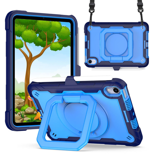 For iPad mini 6 Silicone + PC Bracelet Holder Tablet Case(Navy Blue + Blue)