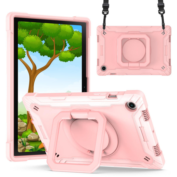 For Samsung Galaxy Tab A8 10.5 2021 Silicone + PC Bracelet Holder Tablet Case(Rose Gold)