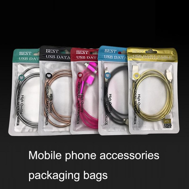 100PCS XC-0014 USB Data Cable Packaging Bags Pearl Light Ziplock Bag, Size: 10.5x15cm (Black)