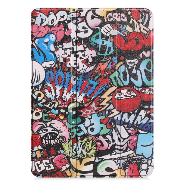 Horizontal Flip Graffiti Pattern Colored Painted Leather Case for iPad Pro 11 inch (2018), with Three-folding Holder & Wake-up / Sleep Function