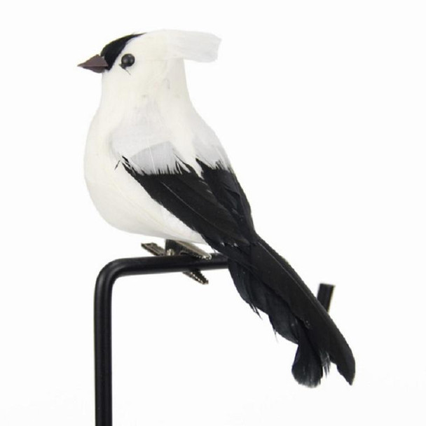 Real Feather Simulation Bird Horticultural Decoration Bird Craft Foam Bird(White)