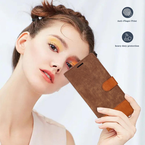 For Xiaomi Redmi Note 10 5G Splicing Leather Phone Case(Brown)