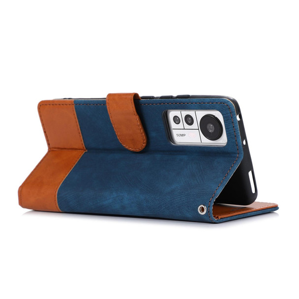 For Xiaomi 12 Splicing Leather Phone Case(Dark Blue)