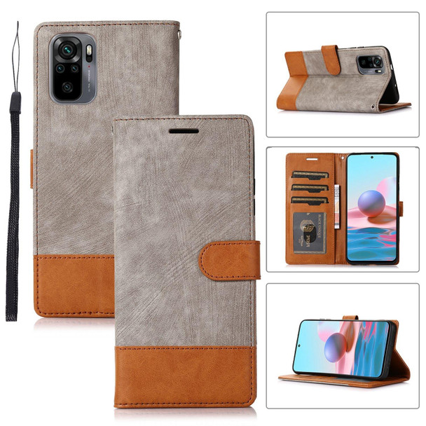 For Xiaomi Redmi Note 10 4G Splicing Leather Phone Case(Grey)