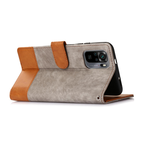 For Xiaomi Redmi Note 10 4G Splicing Leather Phone Case(Grey)