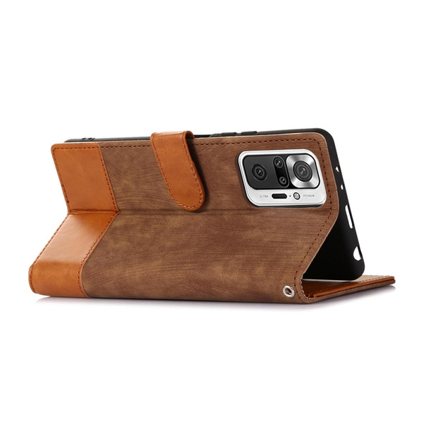 For Xiaomi Redmi Note 10 Pro Splicing Leather Phone Case(Brown)