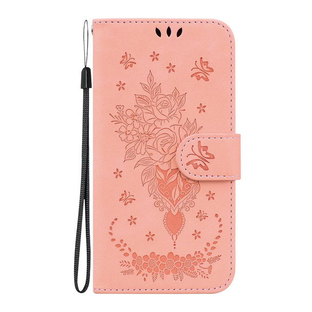 For Xiaomi Redmi A1+ Butterfly Rose Embossed Leather Phone Case(Pink)