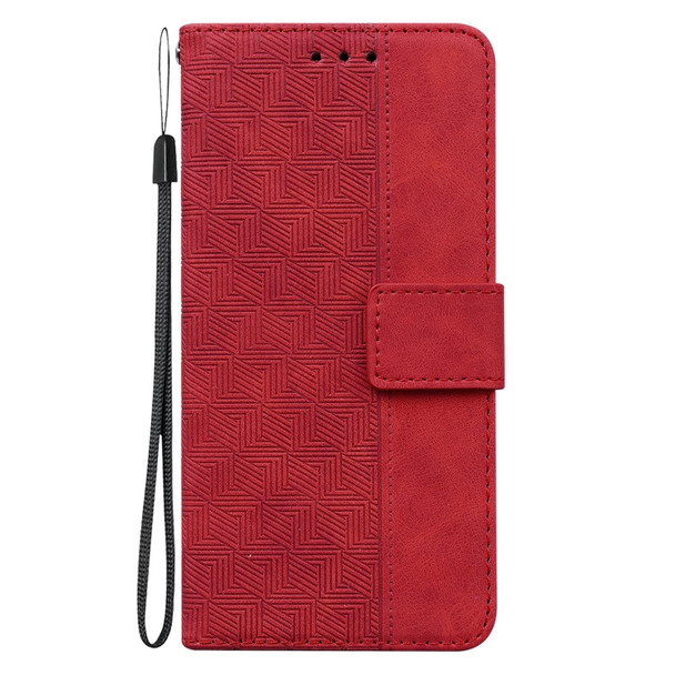 For OPPO A17 Geometric Embossed Flip Leatherette Phone Case(Red)