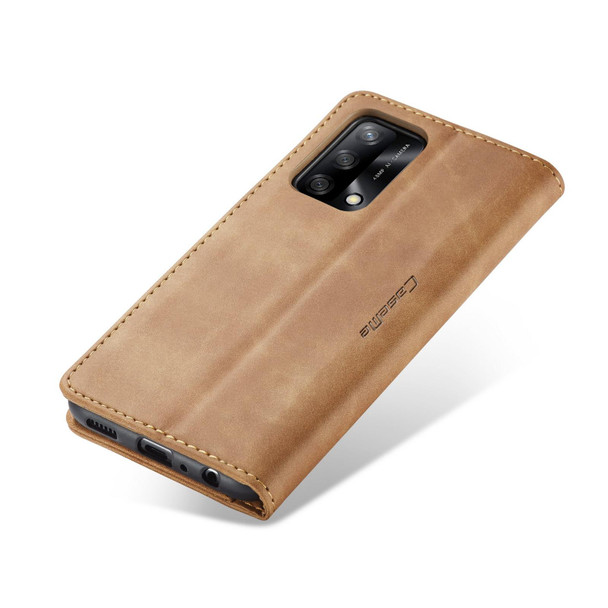 CaseMe 013 Multifunctional Horizontal Flip Leatherette Phone Case For OPPO F19/F19S/A74 4G/A95 4G/Reno6 Lite 4G Global(Brown)